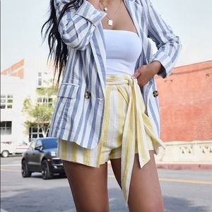 F21 Linen-Blend Stripped Skort